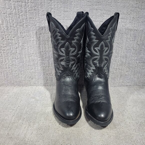 Laredo Birchwood 68450 Mens Size US 8D Black Pointed Toe Western Cowboy Boots - Picture 2 of 8